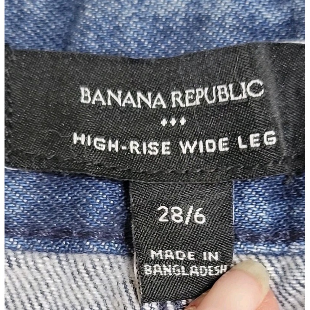 Banana Republic Women's Size 28 High-Rise Wide Leg Pleated Jeans Medium Wash - Picture 10 of 16